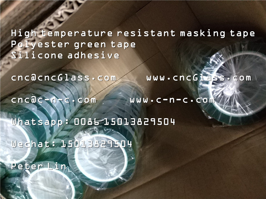 Green polyester tape for glass lamination edges masking, 50mm*66M/roll